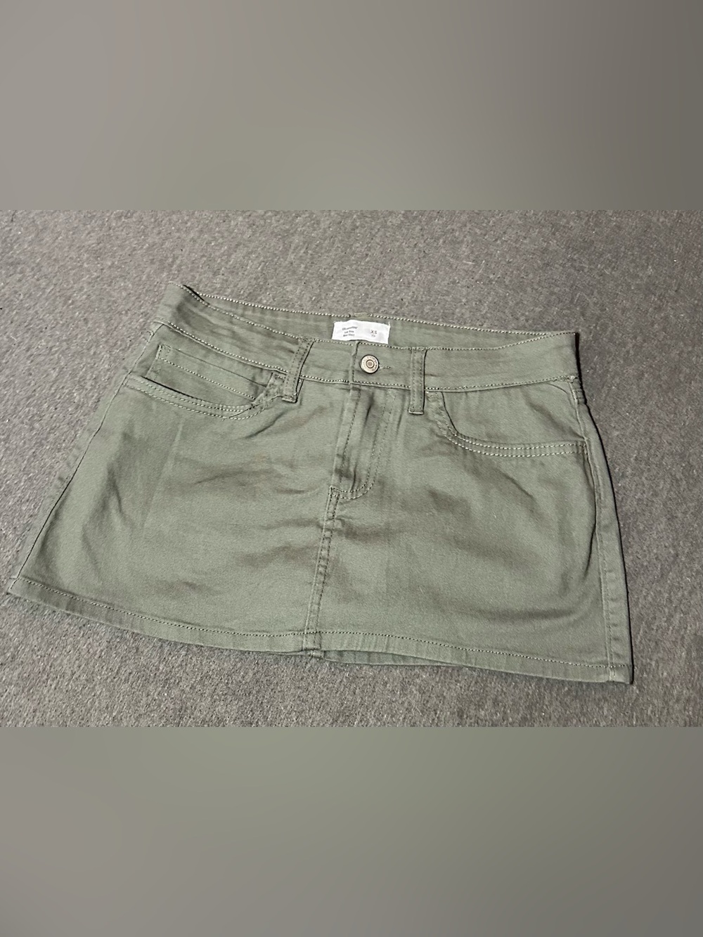 Bluenotes Olive Green Denim Mini Skirt